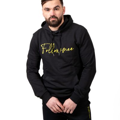 FOLLOW ME - Juv-44 Sweat Noir FollowMee Jaune