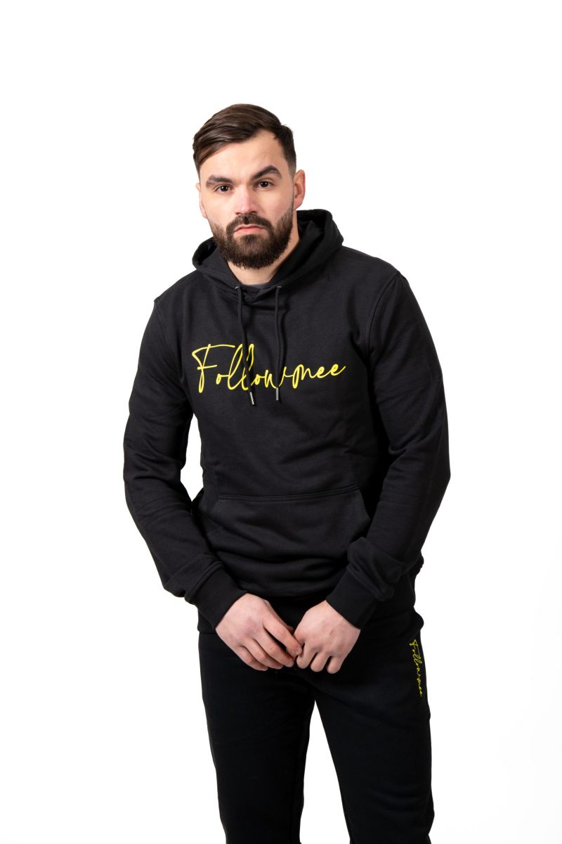 FOLLOW ME - Juv-44 Sweat Noir FollowMee Jaune