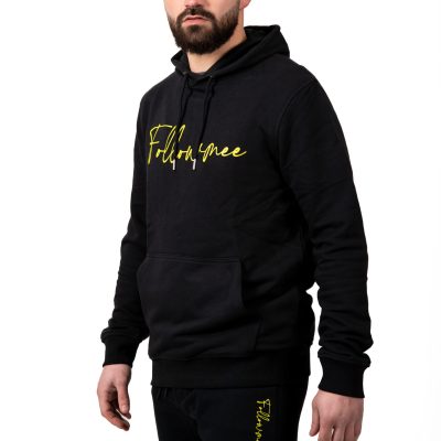 FOLLOW ME - Juv-45 Sweat Noir FollowMee Jaune