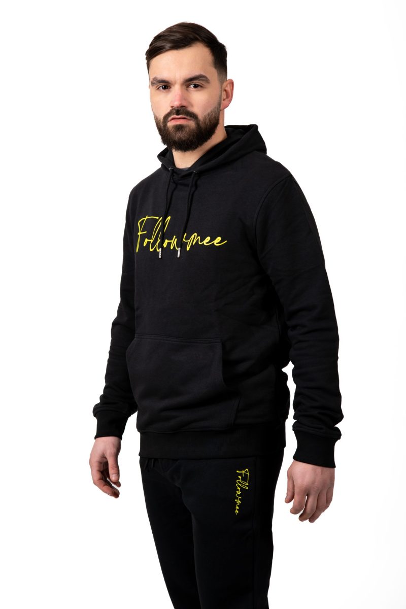 FOLLOW ME - Juv-45 Sweat Noir FollowMee Jaune