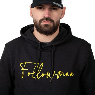 FOLLOW ME - Juv-47 Sweat Noir FollowMee Jaune
