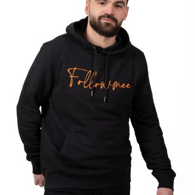 FOLLOW ME - Juv-64 Sweat Noir FollowMee Orange
