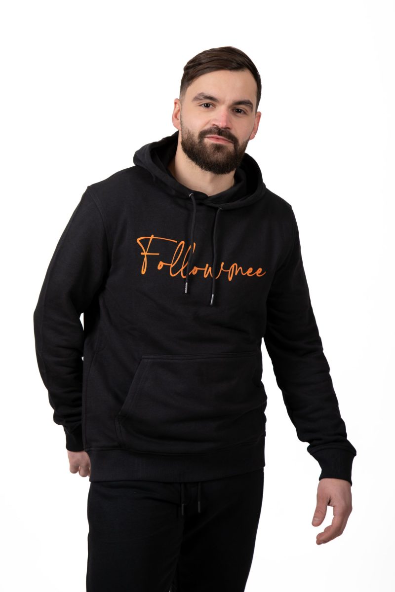 FOLLOW ME - Juv-64 Sweat Noir FollowMee Orange