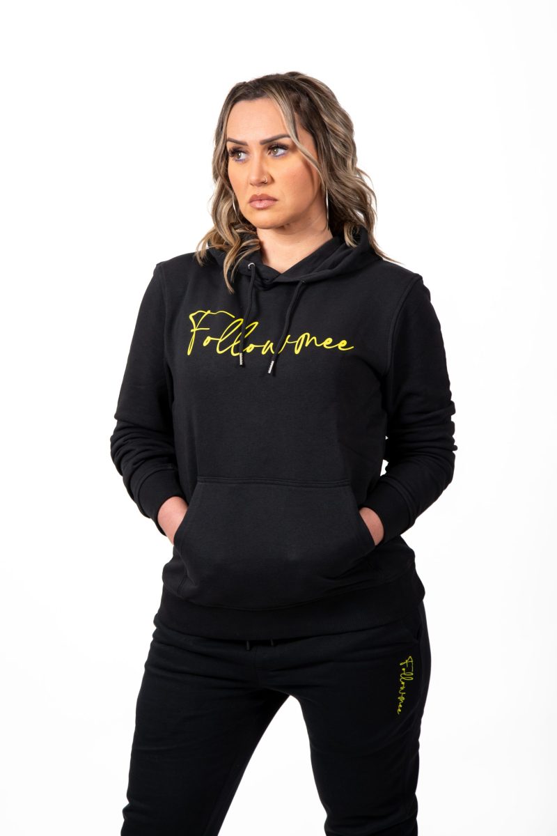 FOLLOW ME - Juv-71 Sweat Noir FollowMee Jaune