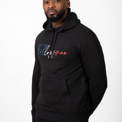FOLLOW ME - Juv-76 Sweat Noir FollowMee Bleu-Blanc-Rouge
