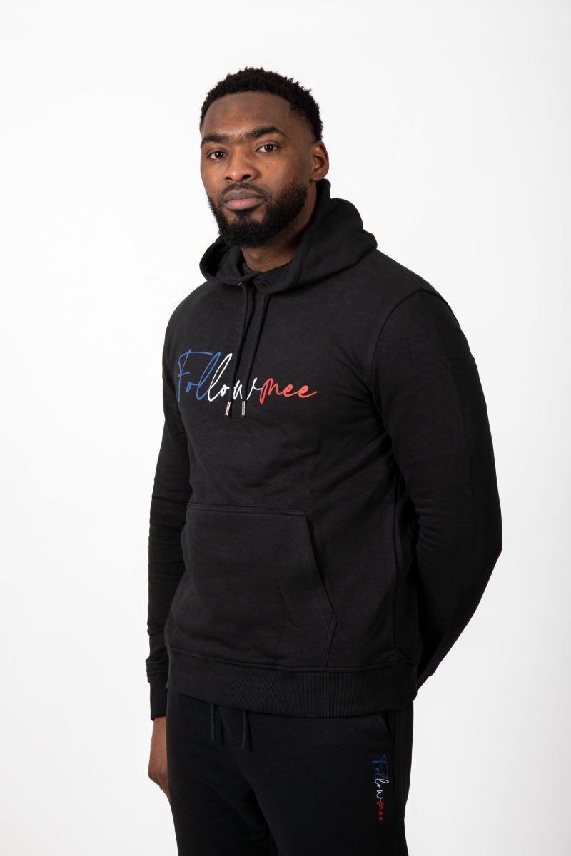 FOLLOW ME - Juv-76 Sweat Noir FollowMee Bleu-Blanc-Rouge