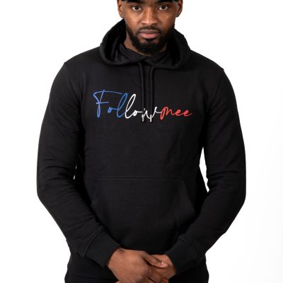FOLLOW ME - Juv-79 Sweat Noir FollowMee Bleu-Blanc-Rouge